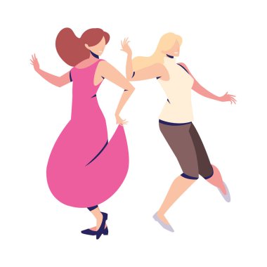 Beyaz arka planda dans eden kadınlar