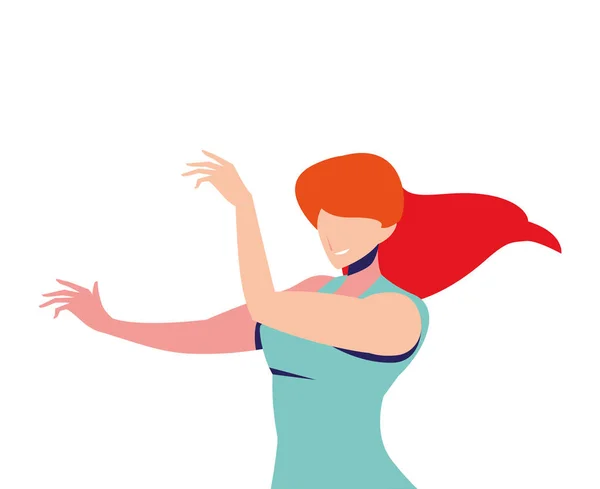 Woman in pose of dancing, party, on white background — 스톡 벡터