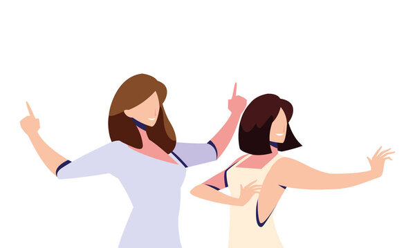 сцена женщин в танцевальной позе, вечеринка, танцевальный клуб
