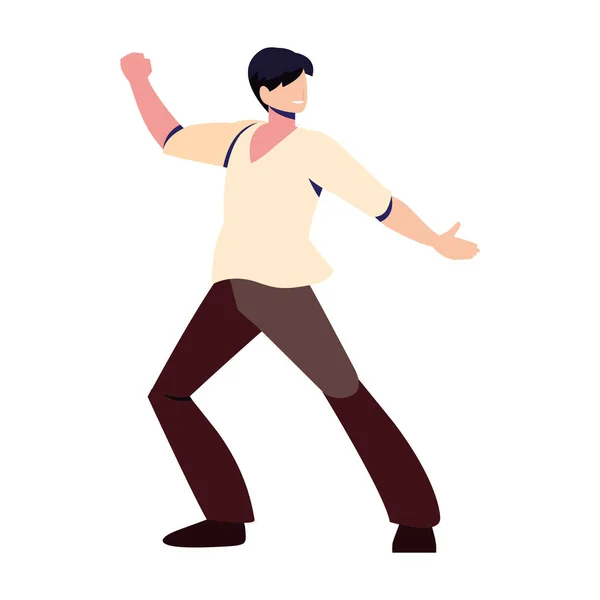 Jeune homme en pose de danse sur fond blanc — Image vectorielle