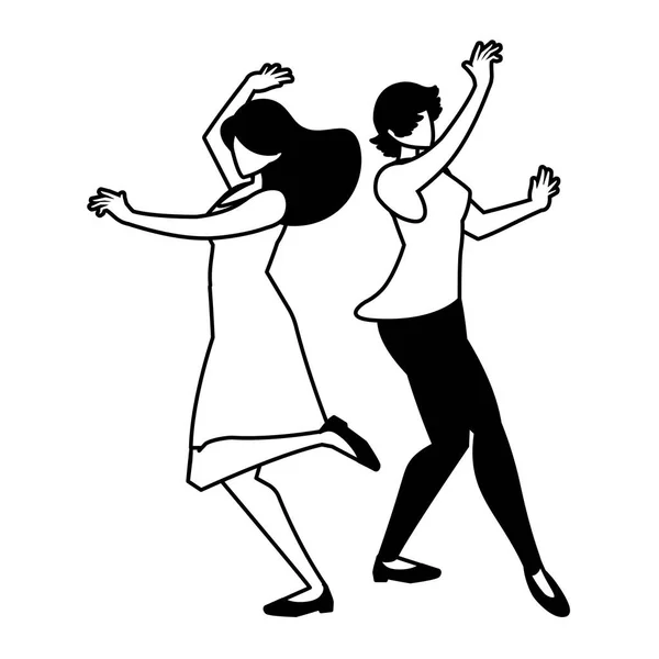 Σιλουέτα των γυναικών σε στάση του χορού σε λευκό φόντο — Διανυσματικό Αρχείο