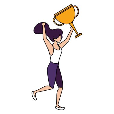 Beyaz arka planda altın madalyalı kadın