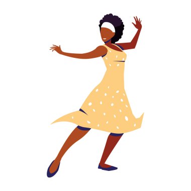 Beyaz arka planda dans eden genç bir kadın.