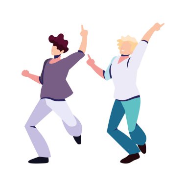 Beyaz arka planda dans eden erkekler