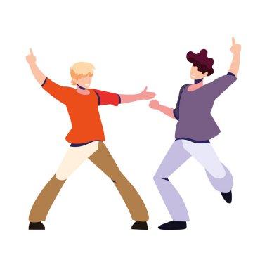 Beyaz arka planda dans eden erkekler