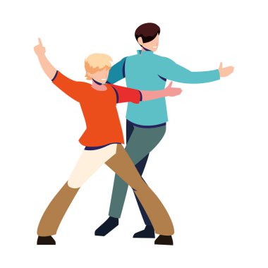 Beyaz arka planda dans eden erkekler