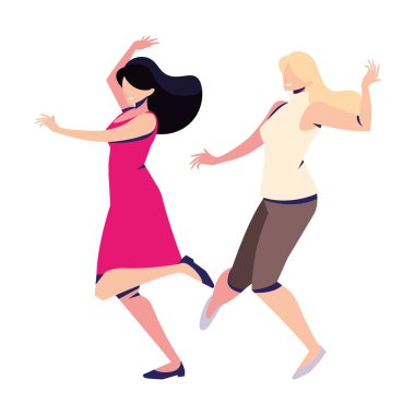 Beyaz arka planda dans eden kadınlar