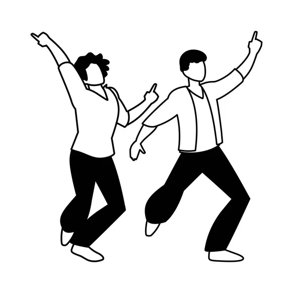 Sziluett a férfiak pózol tánc fehér háttér — Stock Vector