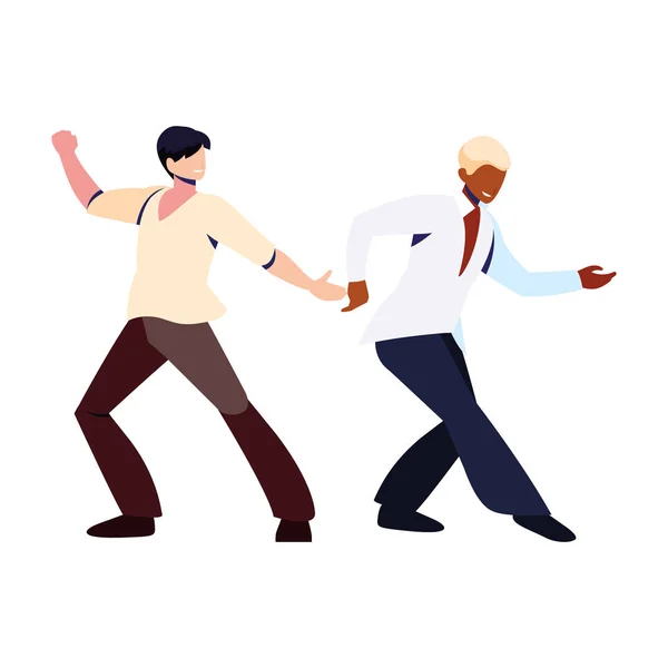 Άνδρες σε στάση χορού σε λευκό φόντο — Διανυσματικό Αρχείο