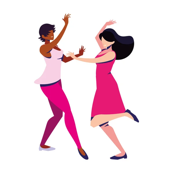 Donne in posa di ballare su sfondo bianco — Vettoriale Stock