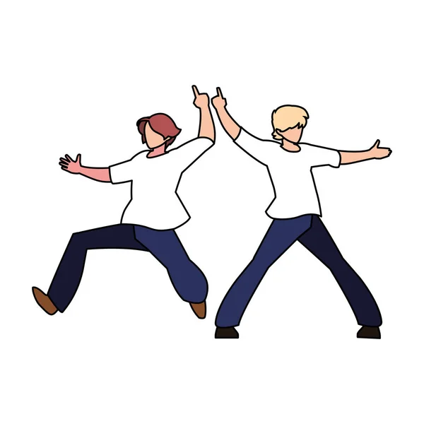 Hombres en pose de baile sobre fondo blanco — Vector de stock