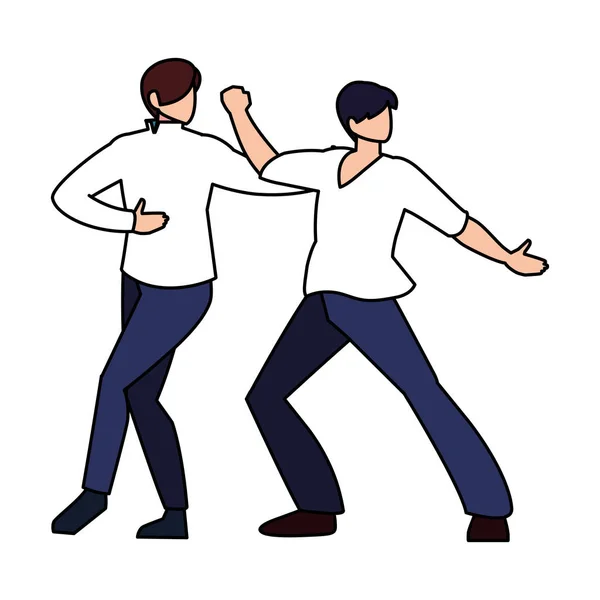 Mężczyźni w pozie tańca na białym tle — Wektor stockowy