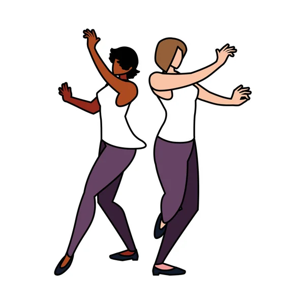 Femmes en pose de danse sur fond blanc — Image vectorielle
