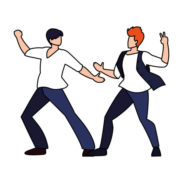 Uomini in posa di ballare su sfondo bianco — Vettoriale Stock