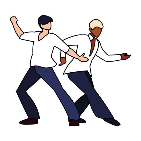 白い背景で踊る男たち — ストックベクタ