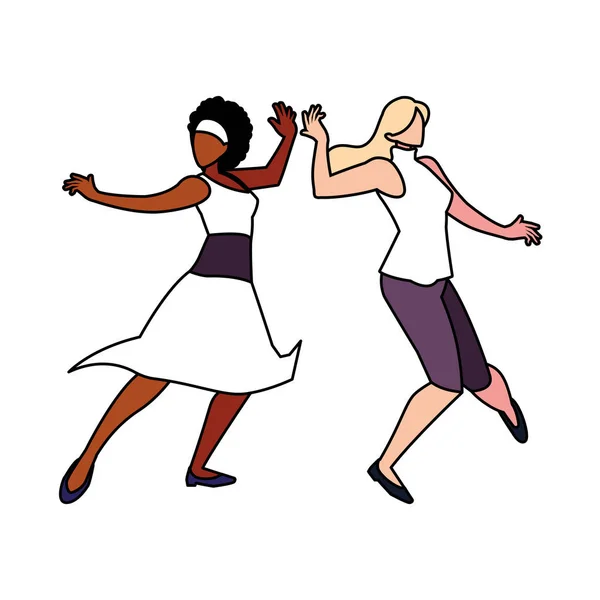 在白人背景下跳舞的女性 — 图库矢量图片