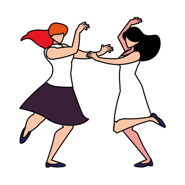 Beyaz arka planda dans eden kadınlar — Stok Vektör