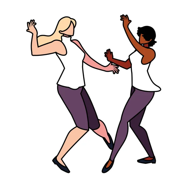 Frauen in Tanzpose auf weißem Hintergrund — Stockvektor
