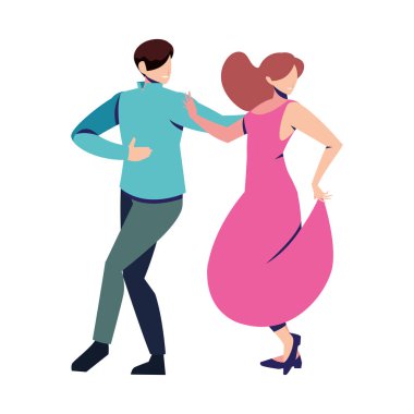 Beyaz arka planda dans eden birkaç kişi.