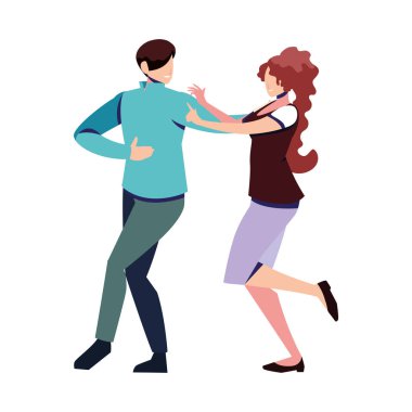 Beyaz arka planda dans eden birkaç kişi.