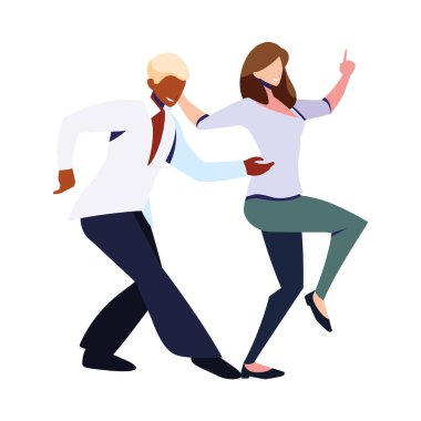 Beyaz arka planda dans eden birkaç kişi.