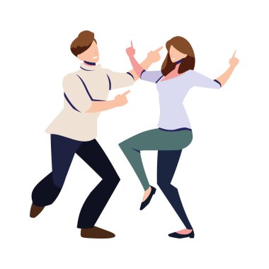 Beyaz arka planda dans eden birkaç kişi.