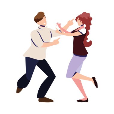 Beyaz arka planda dans eden birkaç kişi.