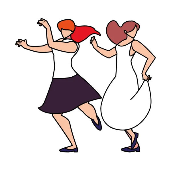 Mujeres en pose de baile sobre fondo blanco — Archivo Imágenes Vectoriales