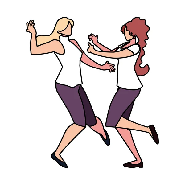 Kvinnor i pose av dans på vit bakgrund — Stock vektor