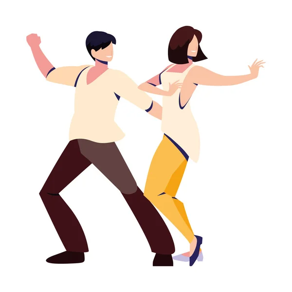 하얀 배경 위에서 춤추고 있는 두 사람 — 스톡 벡터