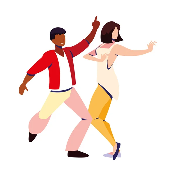 Paar mensen in pose van dansen op witte achtergrond — Stockvector