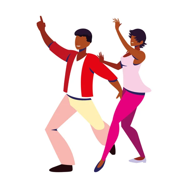 Par människor i pose av dans på vit bakgrund — Stock vektor