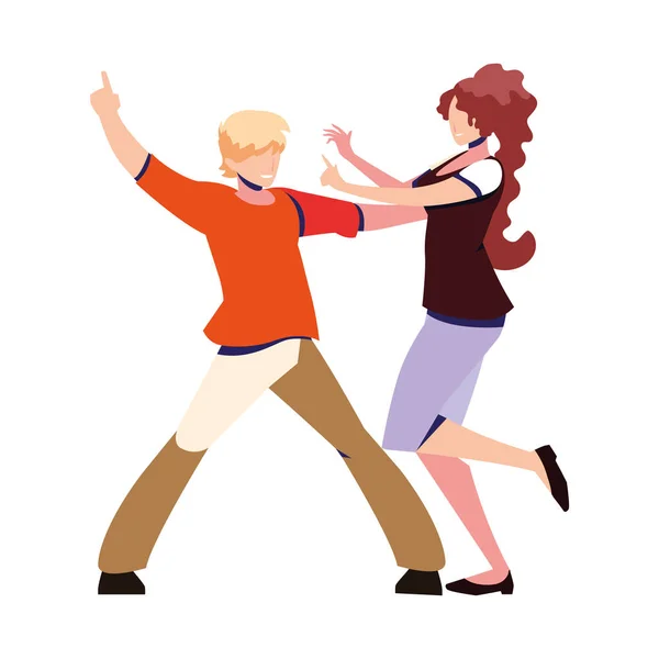 Par människor i pose av dans på vit bakgrund — Stock vektor