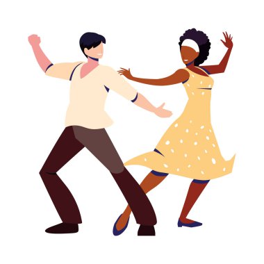 Beyaz arka planda dans eden birkaç kişi.