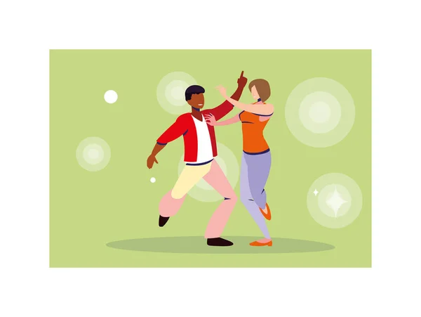 Couple of people dancing in nightclub, party, dancing club, music and nightlife — Stock Vector