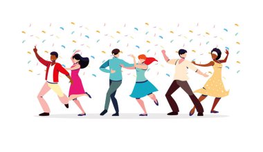 Dans eden bir grup insan poz, parti, dans kulübü