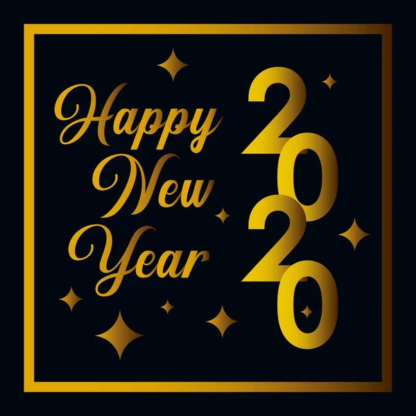 Happy new year 2020 and frame vector design - Stok Vektor