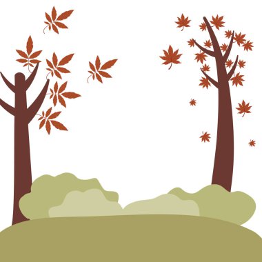 Sonbahar ağaçları ve çalılar vektör tasarımı