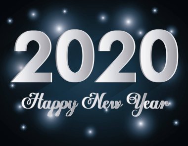 Mutlu yıllar 2020 ve ışık vektör tasarımı