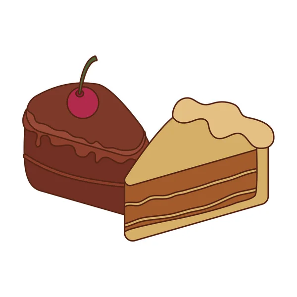 Conception vectorielle de gâteaux sucrés isolés — Image vectorielle