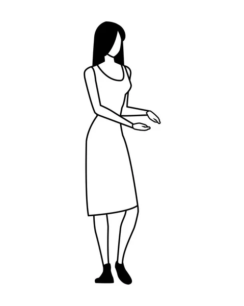 Mujer joven de pie sobre fondo blanco — Archivo Imágenes Vectoriales