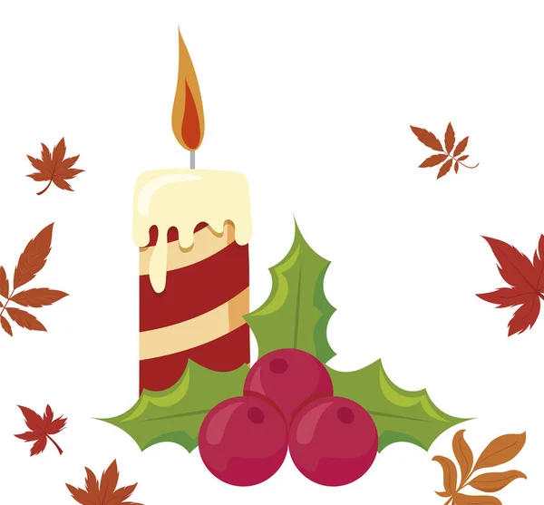 Свечи и ягоды векторного дизайна Дня благодарения — стоковый вектор