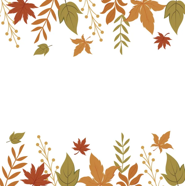 Cadre isolé de feuilles d'automne design vectoriel — Image vectorielle