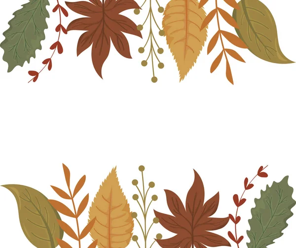 Isolated frame of autumn leaves vector design — Stock Vector