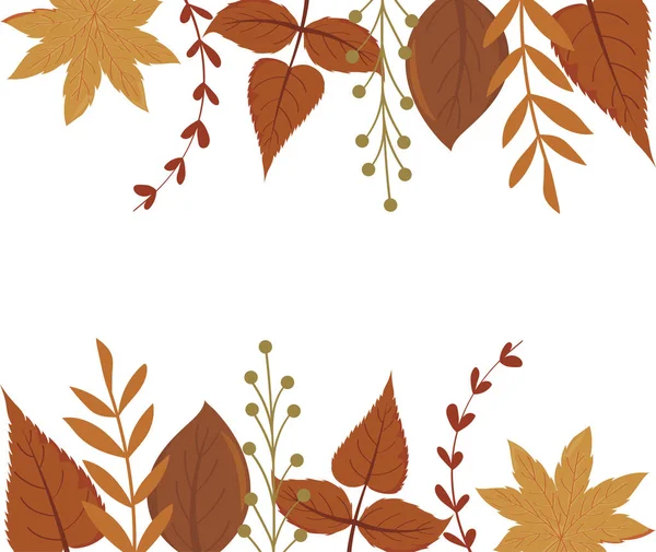 Az őszi levelek elkülönített kerete vektortervezés — Stock Vector