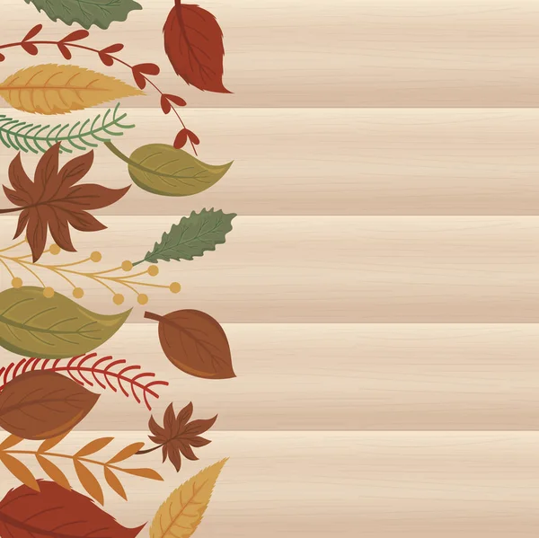 Feuilles d'automne sur la conception vectorielle du bois — Image vectorielle