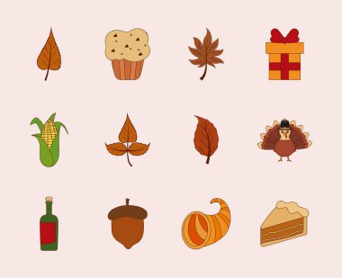 Şükran Günü ikonu vektör tasarımınız kutlu olsun