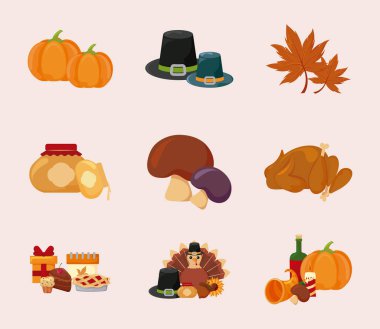 Şükran Günü ikonu vektör tasarımınız kutlu olsun