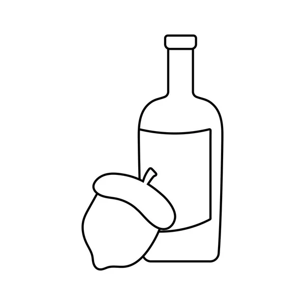 Acorn και μπουκάλι κρασί της ημέρας των ευχαριστιών διανυσματικό σχεδιασμό — Διανυσματικό Αρχείο