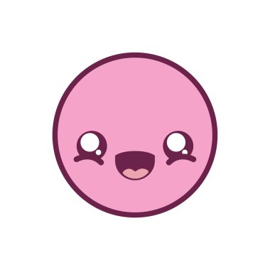 Mutlu daire kawaii çizgi film vektör tasarımı